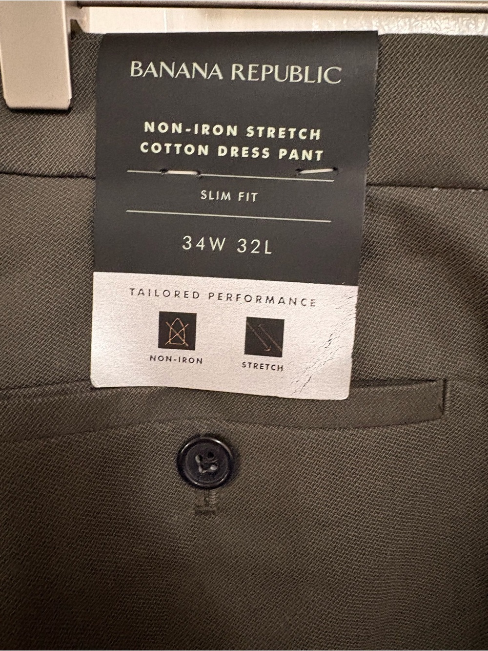 NWT Banana Republic Men’s Non-Iron Slim Fit Textured Olive Green Dress Pants